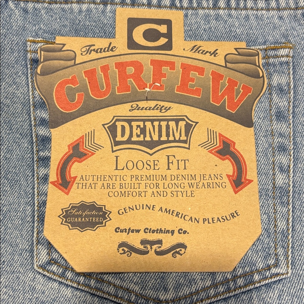 Vintage Y2K CURFEW Loose Fit 100% Cotton‎ Light Wash Denim Jeans Men 30x32 NWT - Picture 2 of 8
